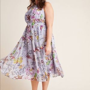 Anthropologie hermia floral midi dress